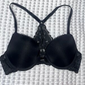 Adore Me Black Racerback Lace Bra Metal Front Clasp 34C